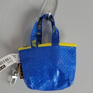 IKEA Knolig mini shopper tote keychain blue yellow coin purse